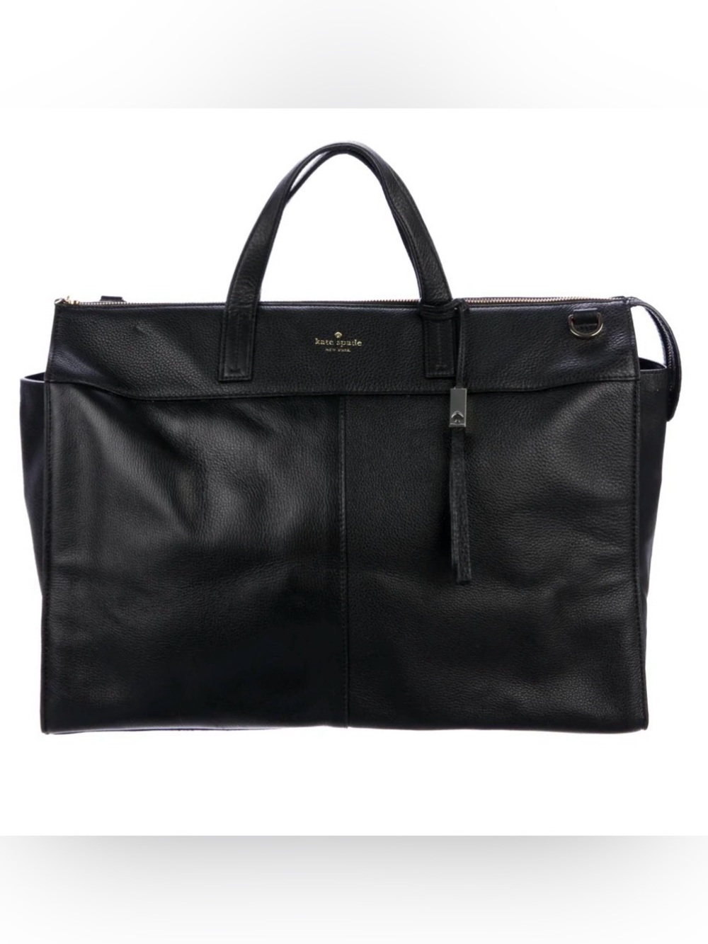 Kate Spade Grey Street Desta Travel Weekender Duffle Bag Black Leather Flawless